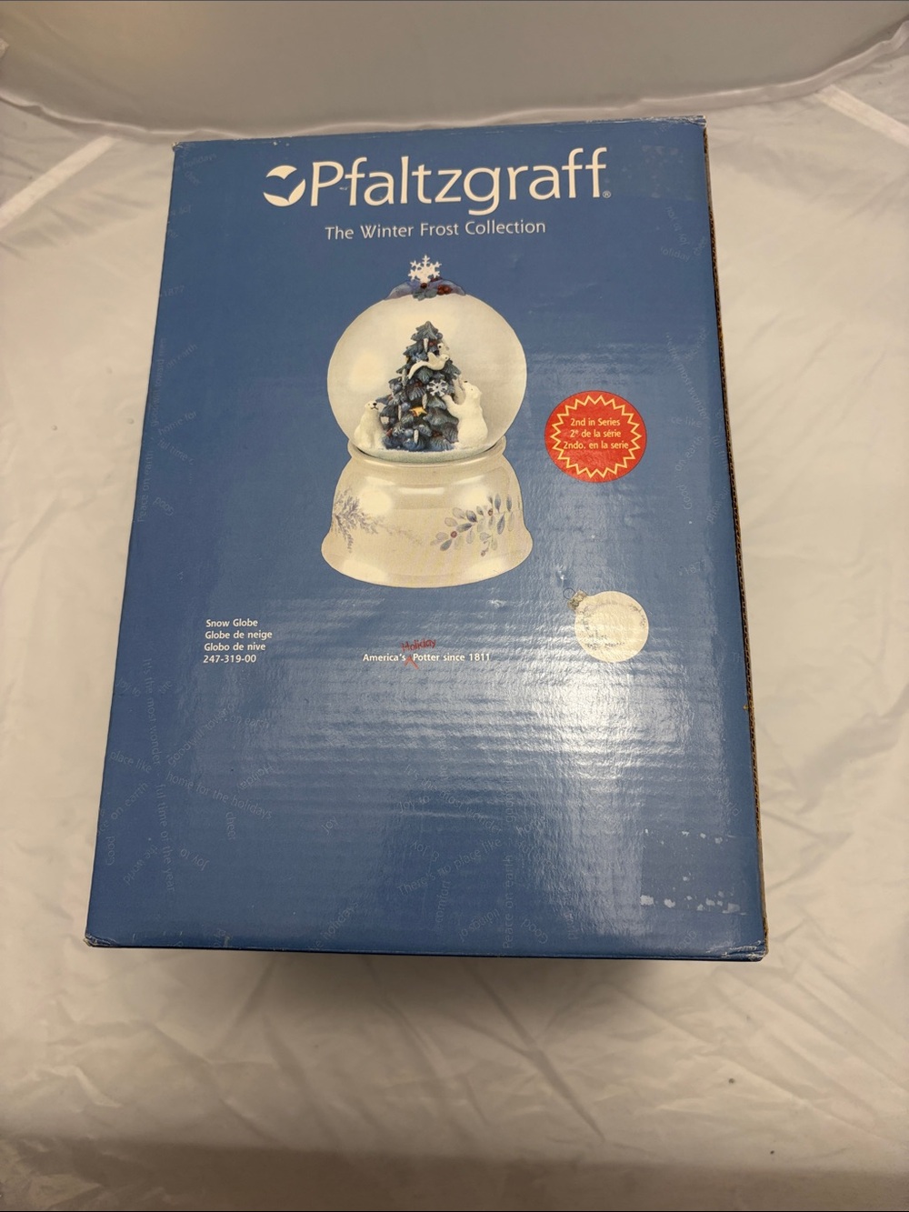 Pfaltzgraff Winter Frost Collection Blue and White Snow Globe